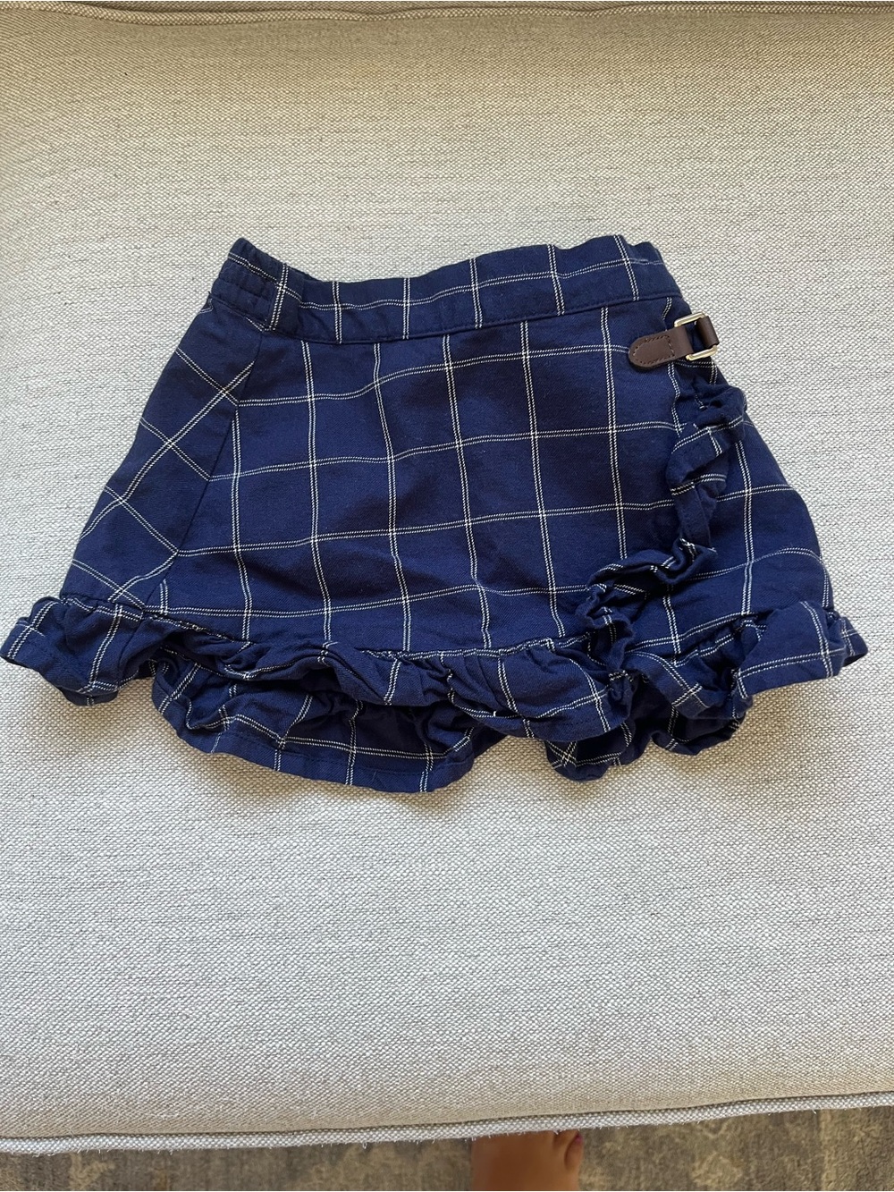 Janie and Jack Navy Plaid Ruffle Baby Girl Skirt